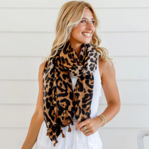 Tan Soft Leopard Spot Scarf