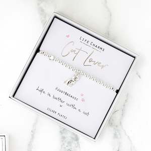Cat Lover Life Charms Silver Bracelet