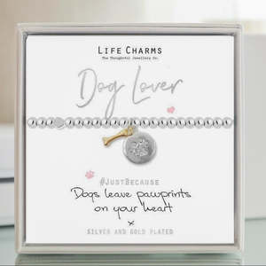 Novelty Gifts: Dog Lover Life Charms Silver Bracelet