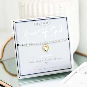 Heart of Gold Life Charms Silver Bracelet