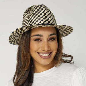 Stella + Gemma Black Houndstooth Fedora