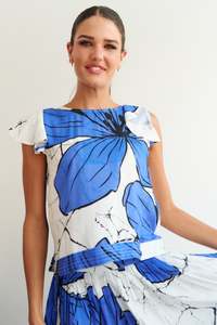 Clearance: Hibiscus Blue Orchid Top