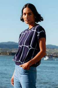 Et Alia Sedgewick Knit Top Twightlight Trellis