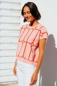 Clearance: Et Alia Sedgewick Knit Top Blush Trellis