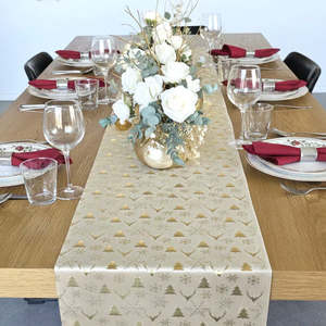200cm Gold Reindeer Table Runner Roll