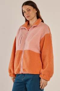 Fashion: Betty Basics Pink & Orange Jayne Fleece Jacket