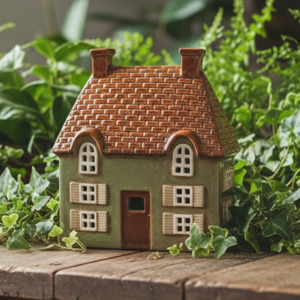 French Country: Cotswold Tea Light Cottage Seagreen