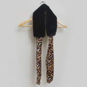 Gifts For Her: Stella + Gemma Fur Neck Scarf with Leopard Tie