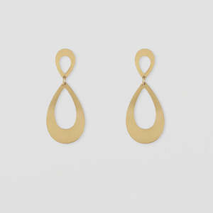 Stella + Gemma Matt Gold Cut Out Teardrop Earrings