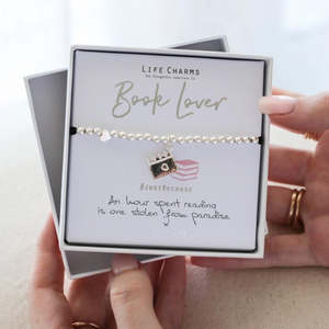 Book Lover Life Charms Silver Bracelet