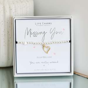 Novelty Gifts: Missing You Life Charms Silver Bracelet