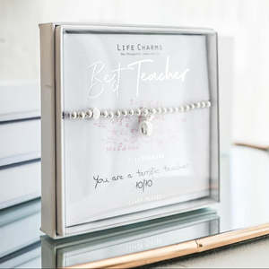 Novelty Gifts: Best Teacher Life Charms Silver Bracelet