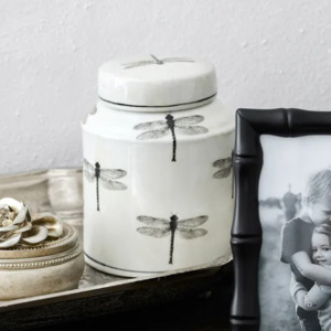 French Country Round Dragonfly Jar