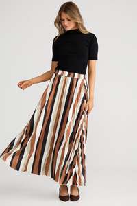 Skirts Dresses: Brave & True Oakley Stripe Alias Pleated Skirt
