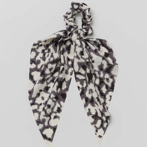 Stella + Gemma Grey Leopard Scrunchie Scarf