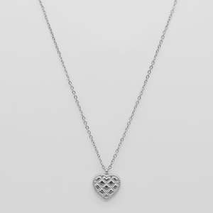 Stella + Gemma Silver Quilted Heart Necklace