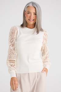 Brave True: Brave & True White Janelle Knit & Lace Top