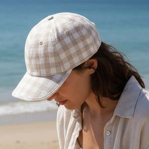 Scarves Hats Gloves: Oat Gingham Ladies Cap