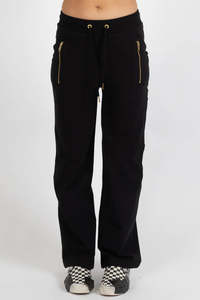 Fashion: Federation Black/Gold Loose Leg Escape Trackpants
