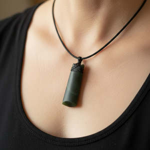Kiwiana: 50mm Matt Greenstone Toki Neklace & Toggle