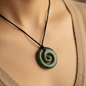 30mm Closed Koru Greenstone Necklace