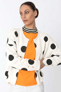 Two by Two White Polka Mire Cardigan