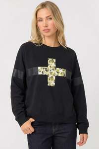 Stella + Gemma Black Green Leopard Essential Sweatshirt