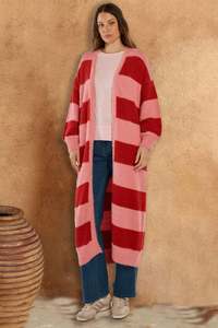 Tops: Betty Basics Pink & Red Franc Cardigan