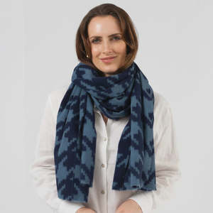 Stella + Gemma Deep Blue Houndstooth Scarf
