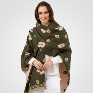 Stella + Gemma Olive Green Floral Cape