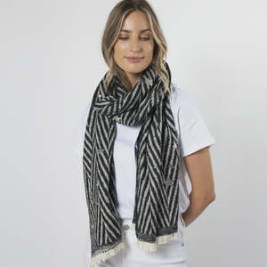 Stella + Gemma Black Diagonal Stripes Scarf