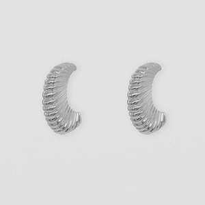 Stella + Gemma Silver Scalloped Hoop Earrings
