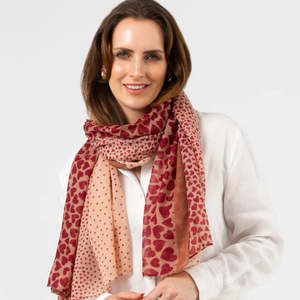 Stella + Gemma Red Pink Hearts & Spots Scarf