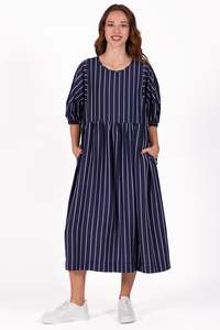 Skirts Dresses: Deeanne Hobbs Linear Navy Brie Dress