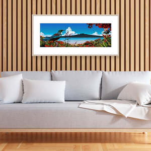 Kiwiana: Rangitoto & Tuis Framed Artwork