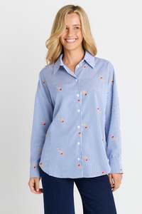 Betty Basics Rose & Stripe Shirt