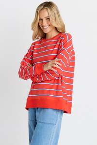 Tops: Betty Basics Red Stripe Ziggy Sweatshirt