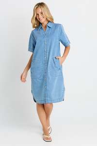 Betty Basics Mid Blue Dawson Denim Dress