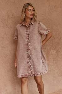 Fashion: Sass Rusty Red Pepe Eave Denim Dress