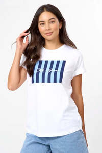 Stella + Gemma Stripes Blue Soho Cuff Tee