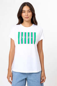 Stella + Gemma Picnic Stripes Pink & Green Soho Cuff Tee