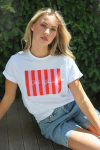 Stella + Gemma Candy Stripes Pink & Red Soho Cuff Tee