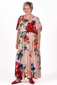 Skirts Dresses: Jellicoe Tiered Dusky Petal Dress