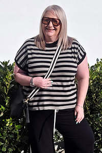 Stella Gemma: Stella + Gemma Sage & Black Striped Gwen Knit Tee