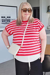 Stella Gemma: Stella + Gemma Pink & Red Striped Gwen Knit Tee