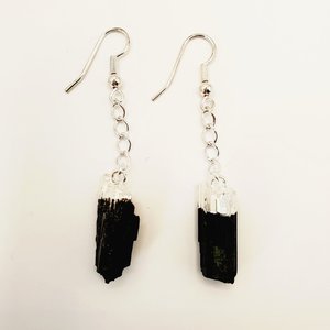 Black Tourmaline Earrings - Raw. Orgonite, EMF Protection, Yoga & Wellbeing