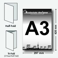 Products: A3 Folded - 200 GSM - DOUBLE SIDE - Real Estate Designer