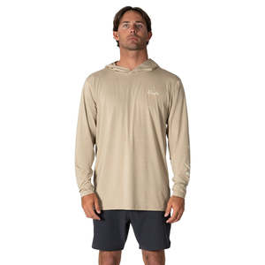 VISSLA TWISTED ECO LONG SLEEVE HOODED SUN SHIRT - SAND