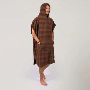O&E LAYZ HOODED PONCHO - COCOA
