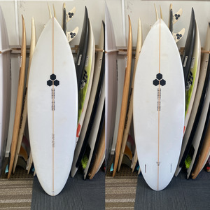 Second Hand Surfboards: CHANNEL ISLANDS TWIN PIN 5'7" PU FUTURES 27.9L